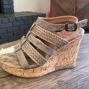 Cork wedge heel. Good condition